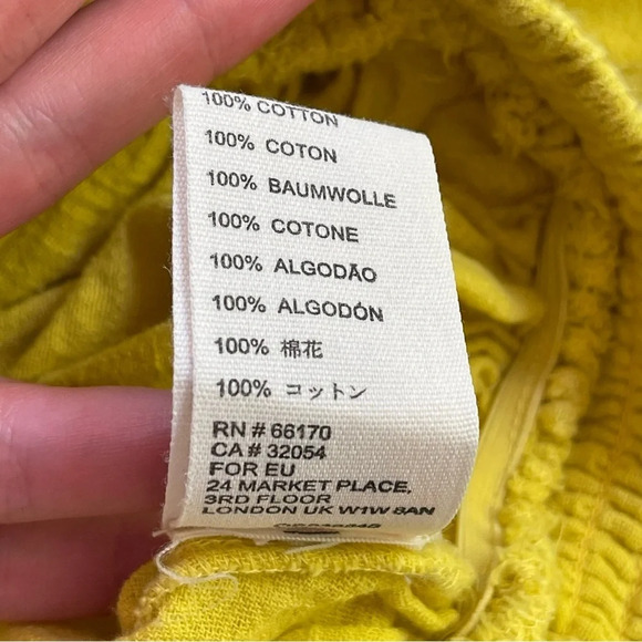 We the Free People Dancing Till Dawn Smocked Off The Shoulder crop Top yellow XS - Picture 10 of 10